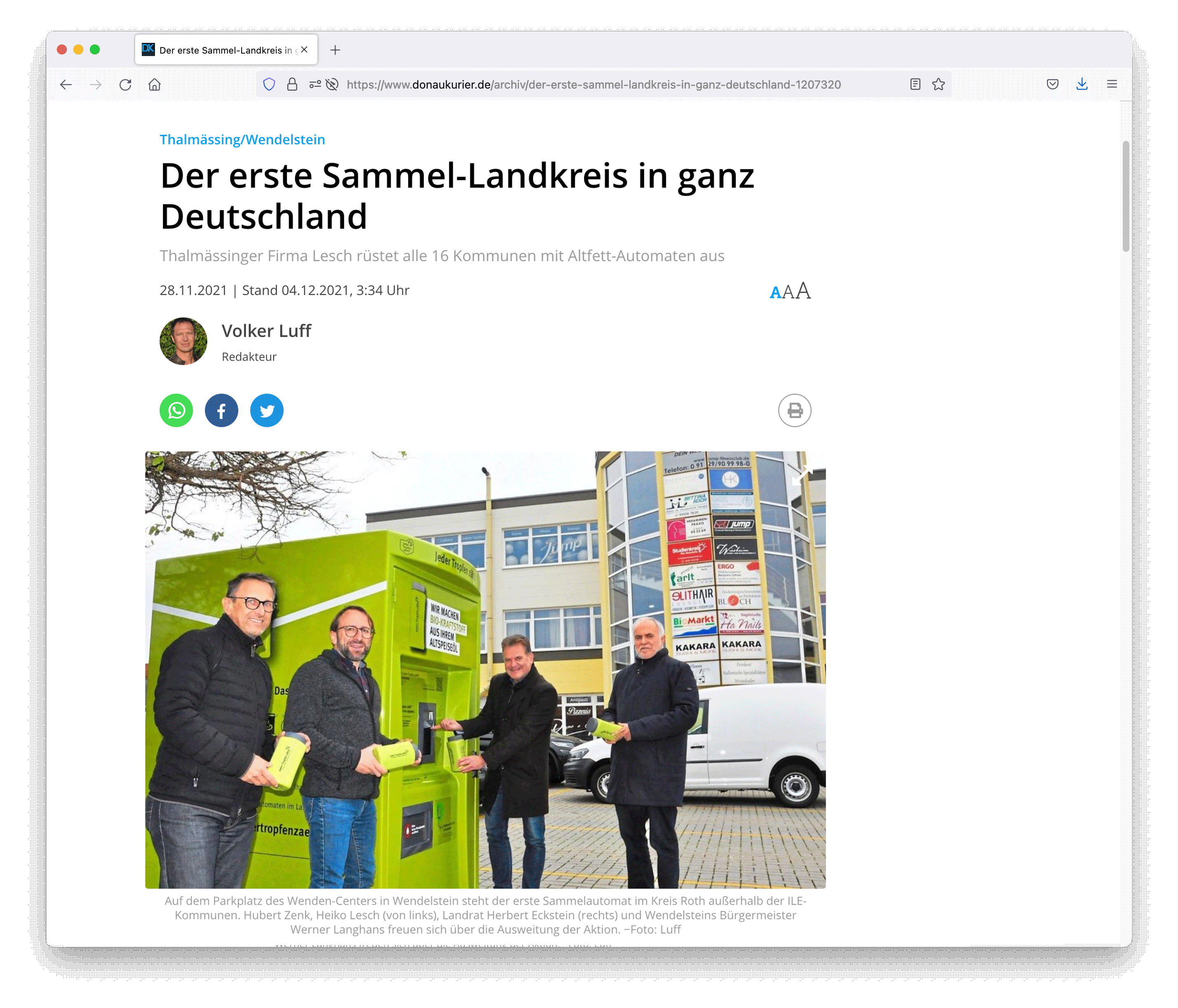 Der Erste Sammel Landkreis In Ganz Deutschland Jeder Tropfen Z hlt 
